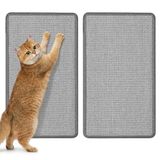 Gimars Set van 2 Sisal Krabmatten voor Katten 50x30cm, Krabbescherming voor Bank & Muur, Zelfklevend Krabpaneel met Klittenbandsysteem, Antislip & Stevig Geweven voor Intensief Krabben, Grijs
