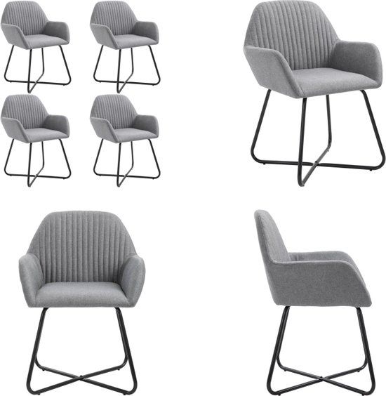 vidaXL Eetkamerstoelen 4 stuks stof lichtgrijs