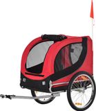 Chariot de vélo pour chiens - Chariot pour chiens - 130x73x90 cm - Avec drapeau de sécurité - 8 réflecteurs - Rouge