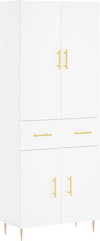 vidaXL Hoge kast 69,5x34x180 cm bewerkt hout wit