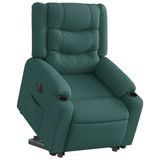 vidaXL Fauteuil releveur électrique réglable tissu vert foncé