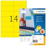 HERMA 4555 Gekleurde Etiketten A4, set van 14 (105 x 42,3 mm, 1.400 velles, papier, mat) zelfklevend, bedrukbaar, permanent Klevende Kleuretiketten, 19.600 etiketten voor printer, geel