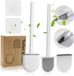 Sans marque 2 pièces Brosse de toilette en silicone avec support - Gris blanc