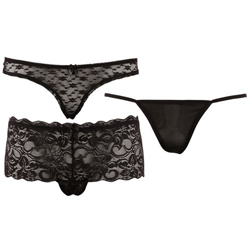 Cottelli Collection Setje met 3 zwarte slipjes XL - 4024144273690