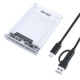 OTraki 2,5 inch externe harde schijfbehuizing 5 Gbit/s USB 3.0 naar SATA harde schijf behuizing met 4TB opslagcapaciteit, transparante harde schijfbehuizing ondersteunt UASP voor 7/9,5 mm HDD/SSD