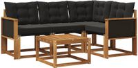 vidaXL Hoek loungeset Acacia hout Naturel en zwart