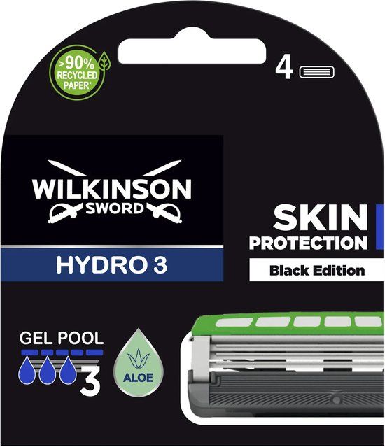 Wilkinson Sword Hydro 3 Black Edition - 4 stuks - Navulmesjes