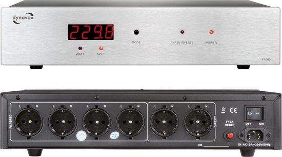 Dynavox X7000S High End netfilter zilver met Watt & Voltage Display