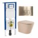 Geberit QeramiQ Dely Toiletset - 36.3x51.7cm - Geberit UP720 inbouwreservoir - rimless - diepspoel - 35mm zitting - softclose - bedieningsplaat geborsteld messing - rechthoekige knoppen - mat beige