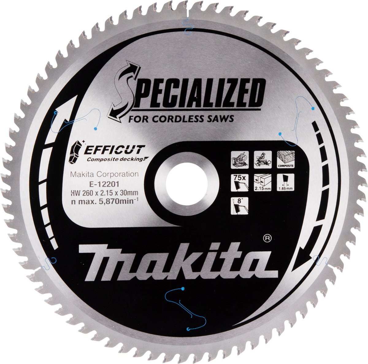 Makita Lame de scie TCT 260 x 30 x 75T E-12201