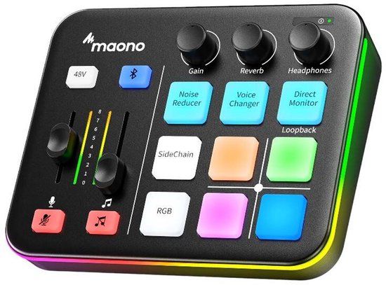 Maono - G1 NEO Streaming Deck - DJ Mixer - Gaming Mixer - Podcast / Stream / Gaming - XLR - Line-in - Black