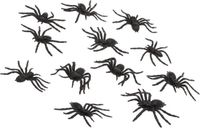 Atosa Spinnen - 12 stuks - Kunststof - Zwart - 3 x 6 cm - Halloween
