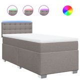 vidaXL Boxspringbed met matras, taupekleurig, 200x200 cm, gestoffeerd