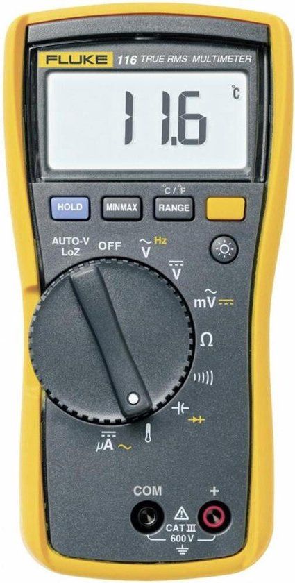 FLUKE 116 Multimeter - Digital Display - CAT III 600V - 1 Year Warranty