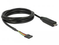 Delock 63947 seriële kabel Zwart 2 m USB 2.0 Type-C 6 pin pin header pitch: 2.54 mm