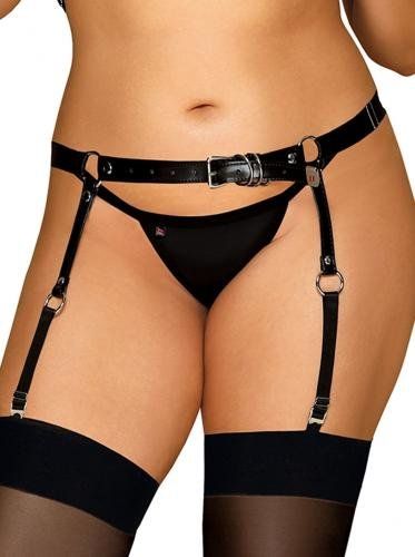 Obsessive Verstelbare Jarretelgordel Lakleer - Zwart - Curvy