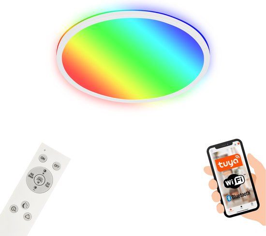 Briloner - Slimme LED plafondlamp - RGB - WiFi - 42cm - Wit