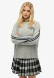 Superdry Athletic Essentials top à manches longues et imprimé - Femme - T-shirt à manches longues - gris chiné - Coton - UK16-EU44