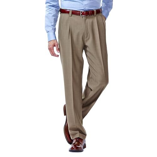 Haggar Men's Dress Pants, Khaki, 42W / 29L