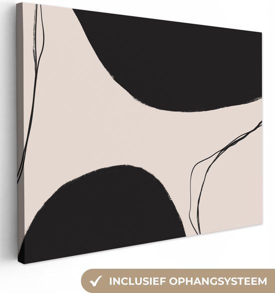 OneMillionCanvasses Canvas Schilderij Pastel - Zwart - Minimalisme - 120x90 cm - Wanddecoratie