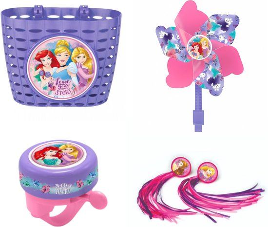 4KidsOnly Princess Fiets accessoires ; Mand, Bel, Franjes en Windmolen