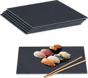 Merkloos Relaxdays Leisteen Serveerplank - Set van 6 - 40 x 30 cm - Beschrijfbaar - Antraciet