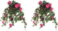 Mica Decorations Kunstplant Petunia - 2x - donkerroze - 50 cm