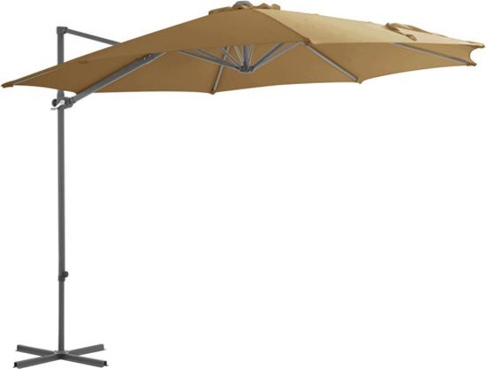 vidaXL Zweefparasol met stalen paal 300 cm taupe