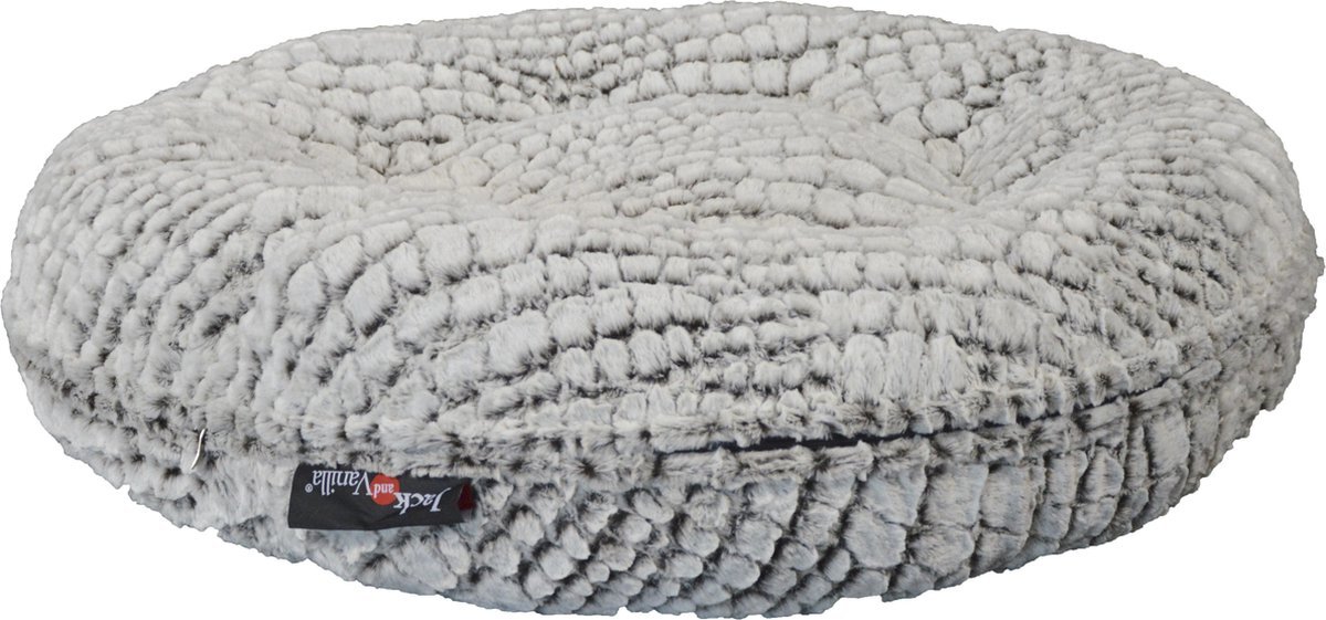 Jack and Vanilla Puff hondekussen - hondenpoef - 70 cm - Snakeskin zwart wit