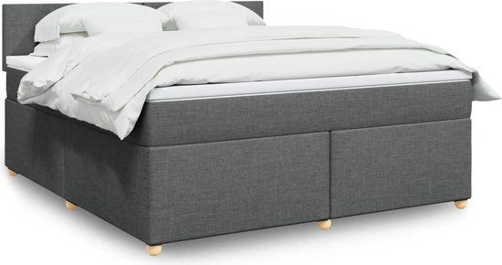 VidaXL Boxspring met matras, stof, donkergrijs, 180x200 cm