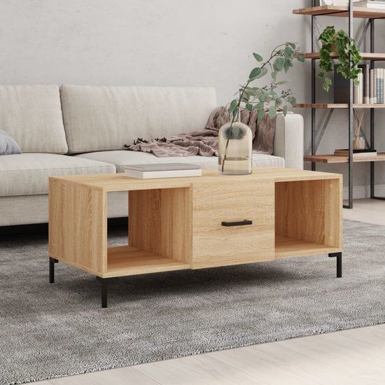 vidaXL Salontafel 102x50x40 cm bewerkt hout sonoma eikenkleurig