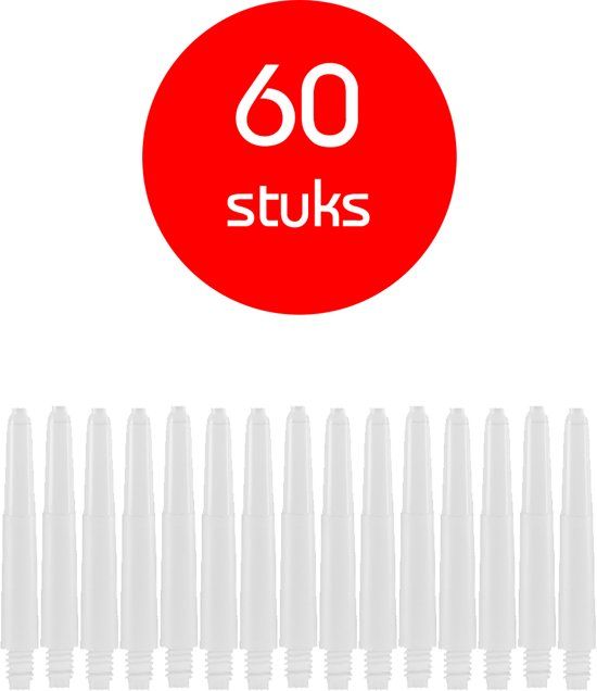 Dragon Darts dart shafts - 20 sets (60 stuks) - short - wit - nylon