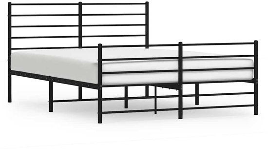 vidaXL Bedframe met hoofd- en voeteneinde metaal zwart 140x190 cm