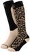 Apollo Chaussettes de ski pour femme 2 paires - Beige imprimé panthère - Taille 35/38