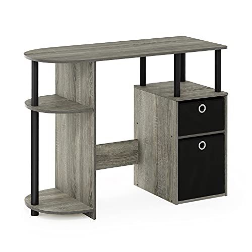 Furinno Jaya Simplistic Computer Bureau - French Oak Grey/Black