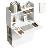 HOMCOM Bureau avec étagères-Panneau de particules-80L x 30l x 128H cm-Blanc