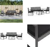 vidaXL 5-delige tuinset met kussens, donkergrijs, van PP-rotan
