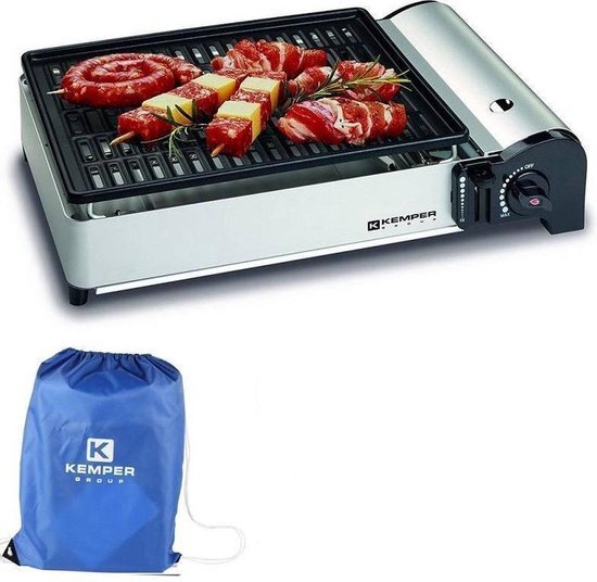 Kemper Portable smart gas barbecue Tafelbarbecue Campingkooktoestel Inclusief 4 gasflessen