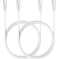 Phonillico® USB-C USB-C kabel wit 1m voor Samsung Galaxy A05 / A05S / A15 4G / A15 5G / A25 5G / A35 5G / S23 FE [LOT 2]