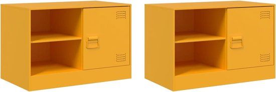 vidaXL Tv-meubelen 2 st 67x39x44 cm staal mosterdgeel