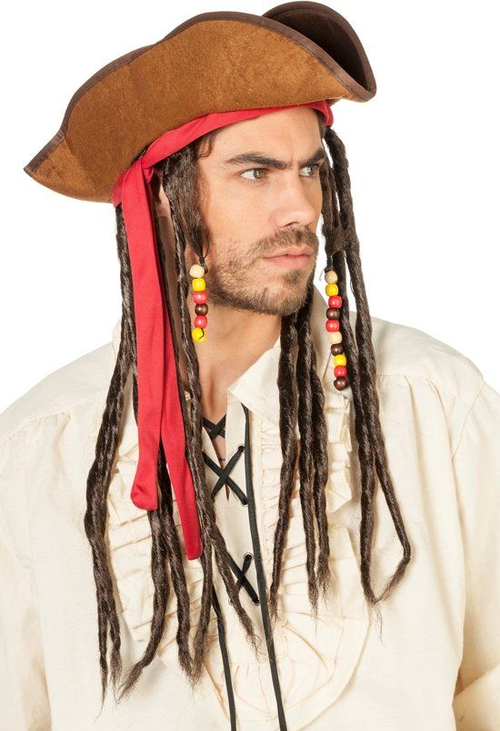 Feestbeest.nl Piratenhoed Jack met haarband en dreads bruin