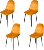 Urban Living Set van 4 Eetkamerstoelen Zwart Fluweel/Velours