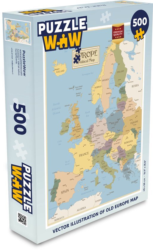 MuchoWow Puzzel Kaart - Europa - Oud - Legpuzzel - Puzzel 500 stukjes