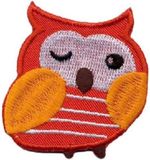 HKM Strijkembleem Uil Rood-Oranje