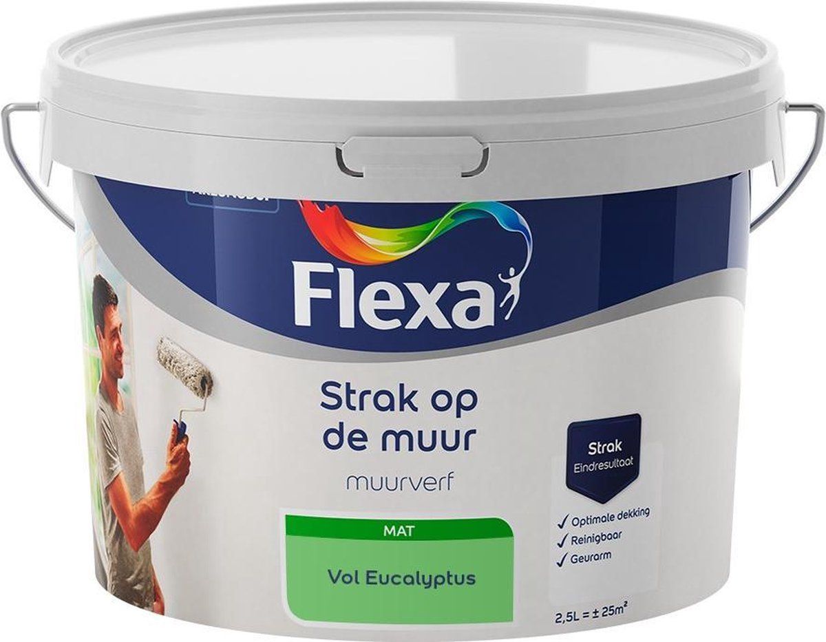 FLEXA Strak op de muur - Muurverf - Mengcollectie - Vol Eucalyptus - 2,5 liter