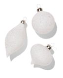 HEMA Boules de Noël en verre blanc - 3 pièces