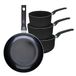 Fackelmann 9430350 Set van 1 koekenpan 28 cm en 3 pannen 16, 18 en 20 cm, keramische antiaanbaklaag, PFAS-vrij, voor alle warmtebronnen, inductie, oven, aluminium, zwart, groen, 16, 18 en 20 cm