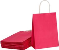 Packadi 25 x papieren draagtassen Van Gekleurd Kraftpapier Roos Met Gevlochten Oren 18x8x22cm