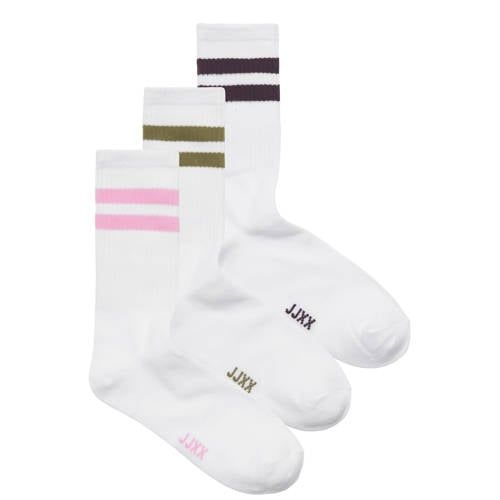 JJXX JJXBASIC - set van 3 sokken wit/donkerrood