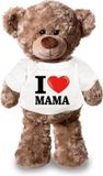 Bellatio Decorations Shoppartners Bv Knuffel teddybeer - i love mama - 43 cm - pluche - met shirt - moederdag